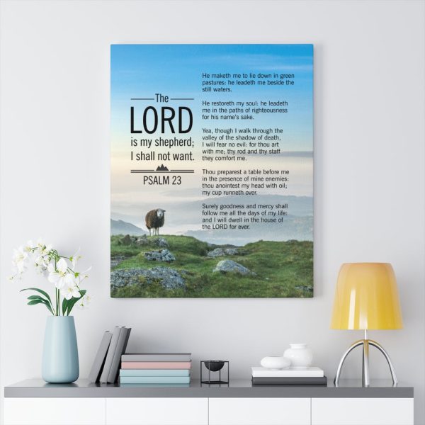 Scripture Canvas The Lord is My Shepherd Blue Sky Psalm 23 Christian Bible Verse Meaningful Framed Prints, Canvas Paintings - Image 4