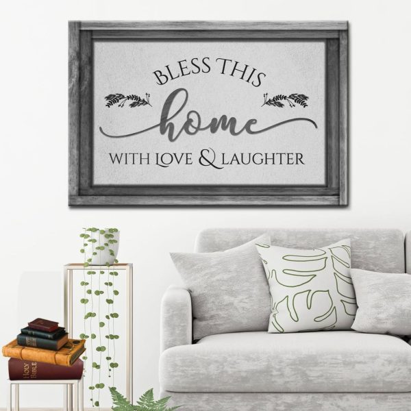 Christian , Bless This Home With Love And Laughter Canvas Hanging Gift, Canvas Paiting Frames Print - Image 3