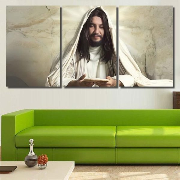 Authentic Reenactment Scene Jesus Breaking Bread Last Supper Christian Premium Multi Canvas Prints, Multi Piece Panel Canvas Luxury Gallery Wall Fine Art Print - Image 5