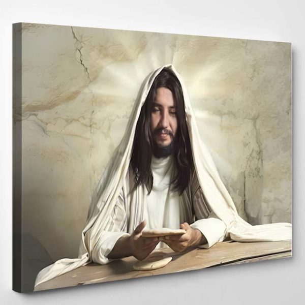 Authentic Reenactment Scene Jesus Breaking Bread Last Supper Christian Premium Multi Canvas Prints, Multi Piece Panel Canvas Luxury Gallery Wall Fine Art Print