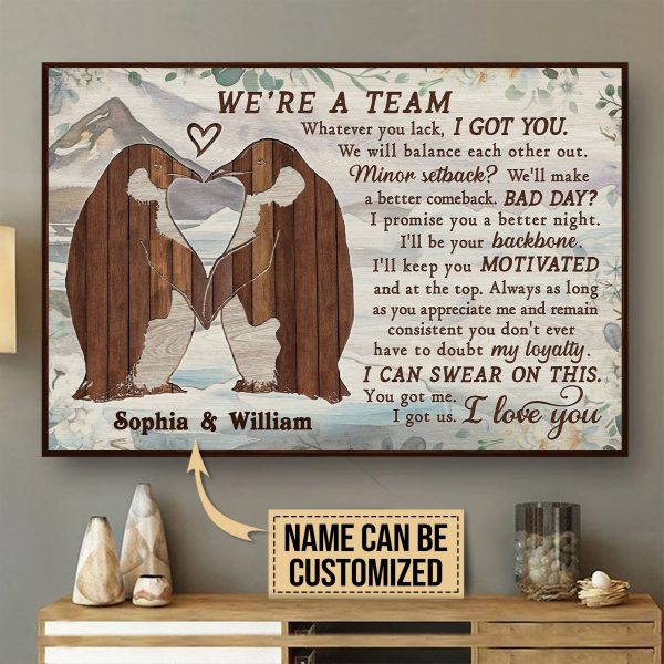 Personalized Canvas Art Painting, Canvas Gallery Hanging Penguin Pallet Were A Team Framed Prints, Canvas Paintings