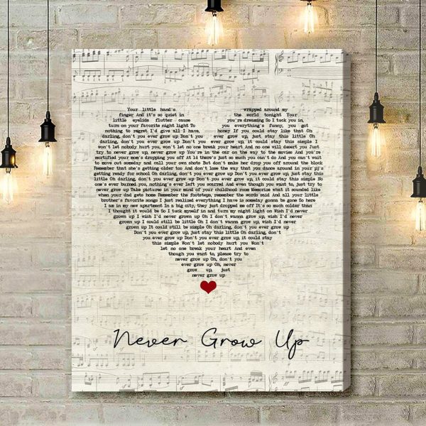 Taylor Swift Never Grow Up Script Heart Song Lyric Quote Music Art Print - Canvas Print Wall Art Home Decor