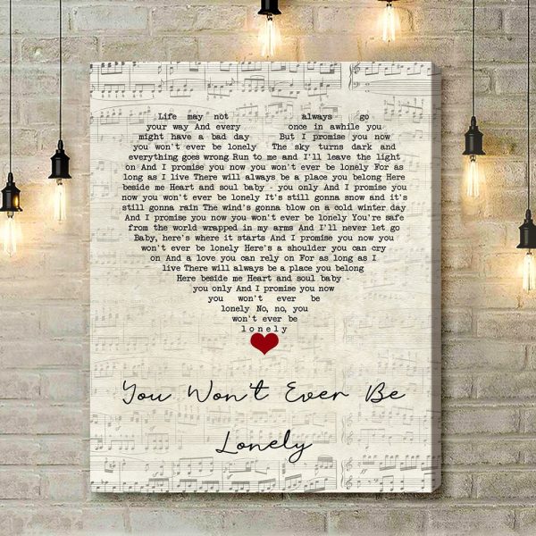 Andy Griggs You Won't Ever Be Lonely Script Heart Song Lyric Art Print - Canvas Print Wall Art Home Decor