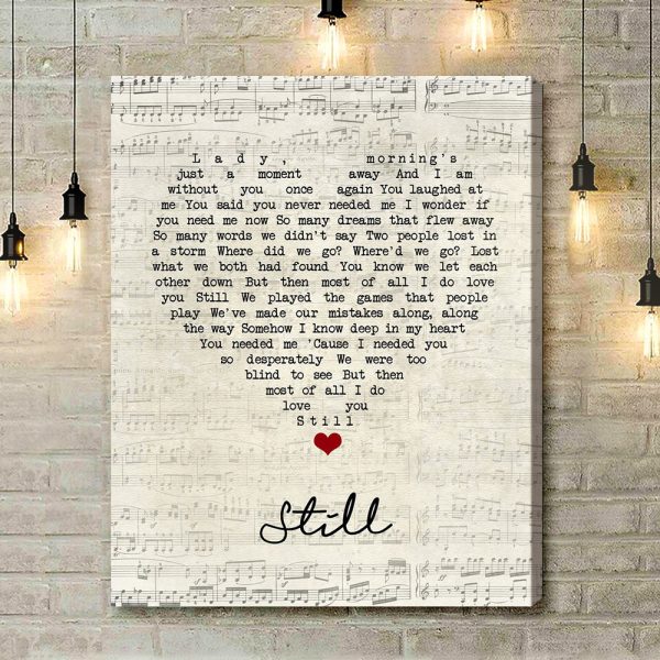 Commodores Still Script Heart Song Lyric Art Print - Canvas Print Wall Art Home Decor