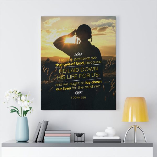 Scripture Canvas Laid Down His 1 John 3:16 Life Christian Bible Verse Meaningful Framed Prints, Canvas Paintings - Image 4