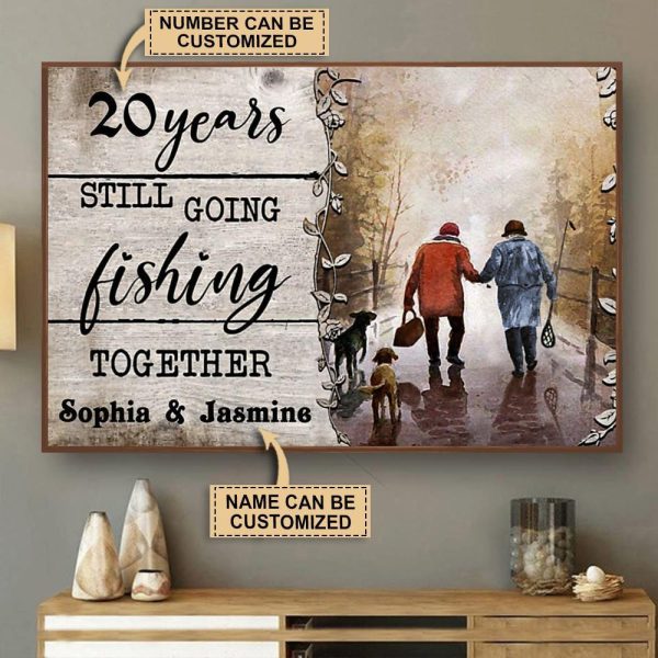 here Gifts Personalized Fishing Years Still Going Together Canvas Home Decor