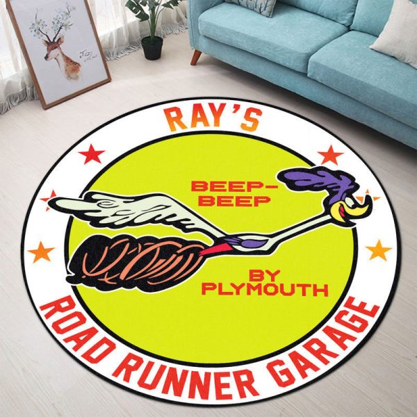 Personalized Road Runner Garage Round Mat Round Floor Mat Room Rugs Carpet Outdoor Rug Washable Rugs