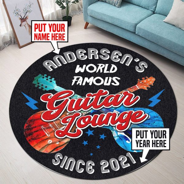 Personalized Guitar Lounge Living Room Round Mat Circle Rug