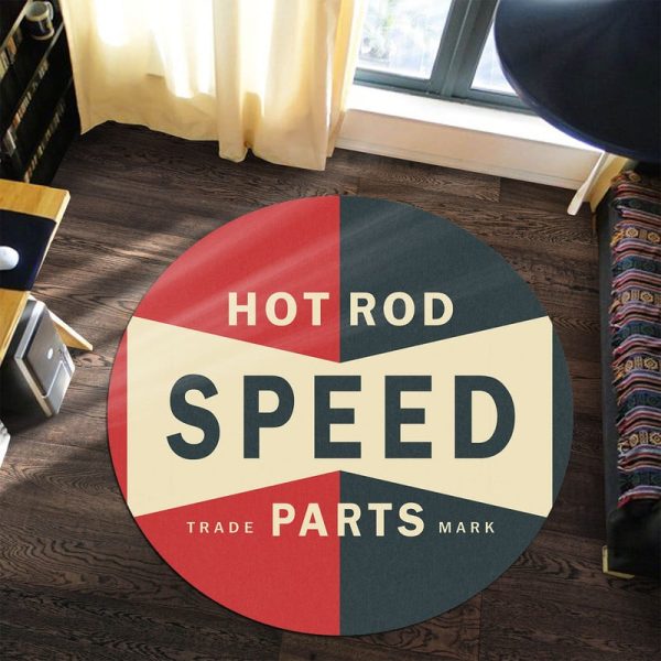 Rat Rod Speed Parts Hot Rod Round Mat Round Floor Mat Room Rugs Carpet Outdoor Rug Washable Rugs