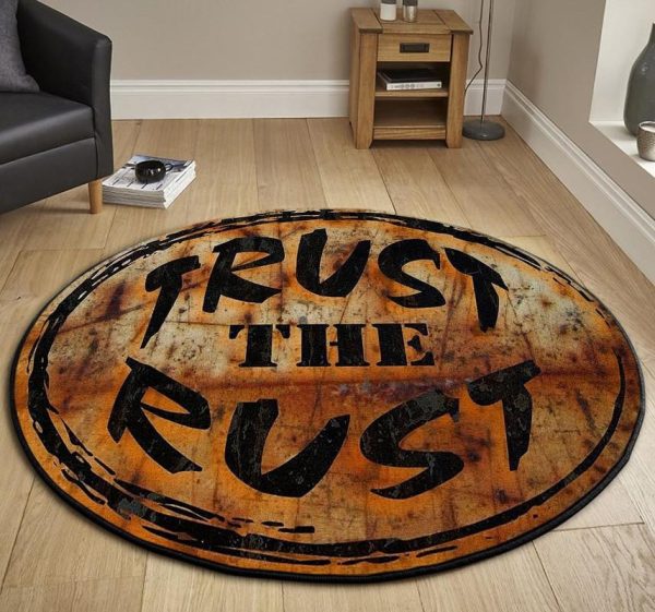 Trust The Rust Hot Rod Round Mat Round Floor Mat Room Rugs Carpet Outdoor Rug Washable Rugs