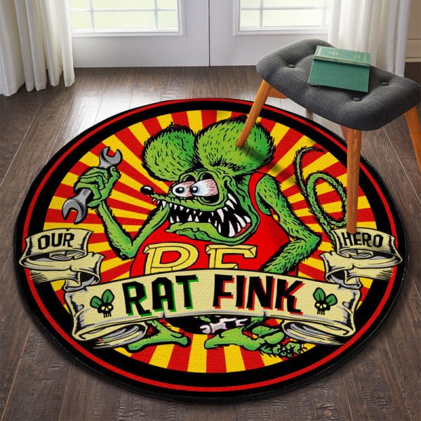 Hot Rod Rat Fink Round Mat Round Floor Mat Room Rugs Carpet Outdoor Rug Washable Rugs