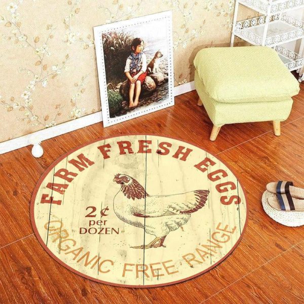 Farm Fresh Eggs Round Mat Round Floor Mat Room Rugs Carpet Outdoor Rug Washable Rugs