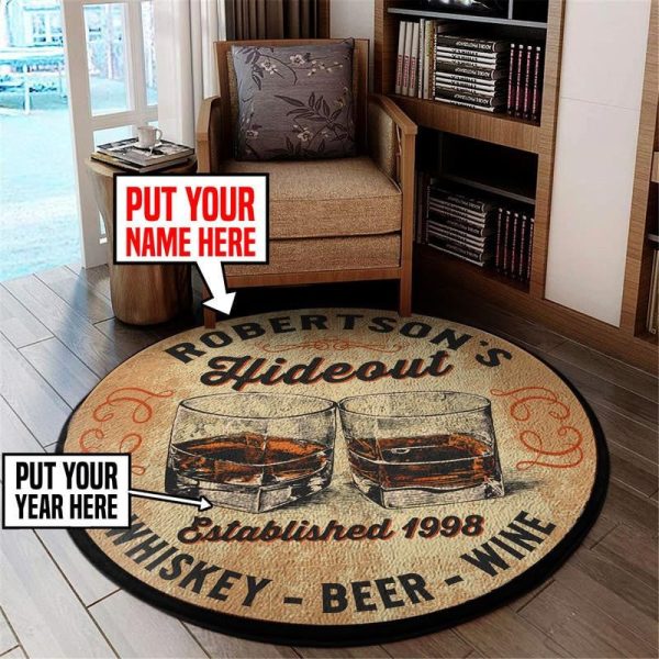 Personalized Hide Out Round Mat 05838 Living Room Rugs, Bedroom Rugs, Kitchen Rugs