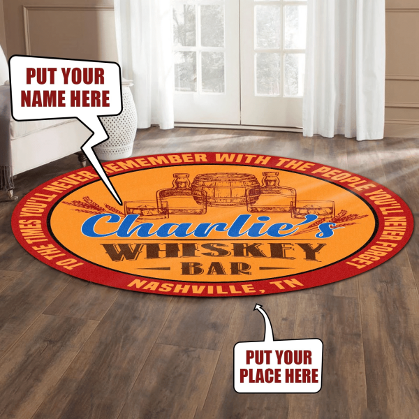 Personalized Whiskey Bar Living Room Round Mat Circle Rug - Image 2