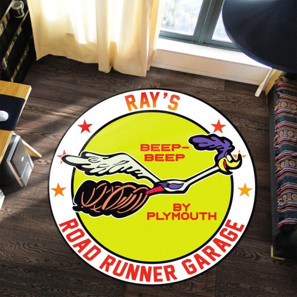 Personalized Road Runner Garage Round Mat Round Floor Mat Room Rugs Carpet Outdoor Rug Washable Rugs - Image 3