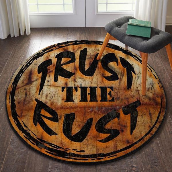 Trust The Rust Hot Rod Round Mat Round Floor Mat Room Rugs Carpet Outdoor Rug Washable Rugs - Image 3