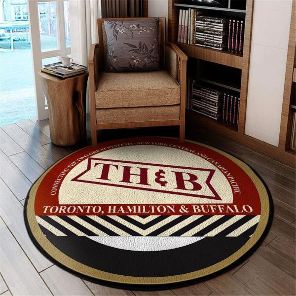 Thbrr Living Room Round Mat Circle Rug Toronto, Hamilton, & Buffalo Railroad - Image 2