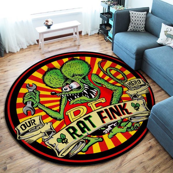 Hot Rod Rat Fink Round Mat Round Floor Mat Room Rugs Carpet Outdoor Rug Washable Rugs - Image 2