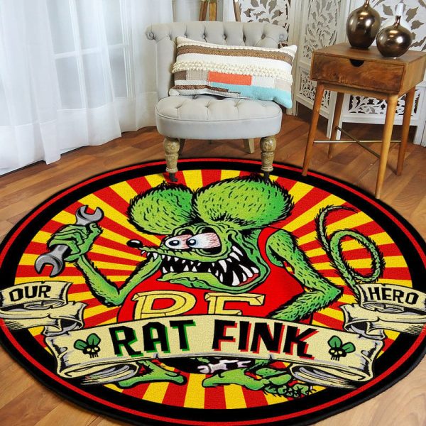 Hot Rod Rat Fink Round Mat Round Floor Mat Room Rugs Carpet Outdoor Rug Washable Rugs - Image 3