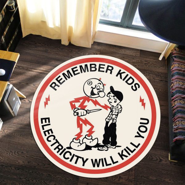 Reddy Kilowatt Knife Kid Electricity Kills Round Mat Round Floor Mat Room Rugs Carpet Outdoor Rug Washable Rugs - Image 3