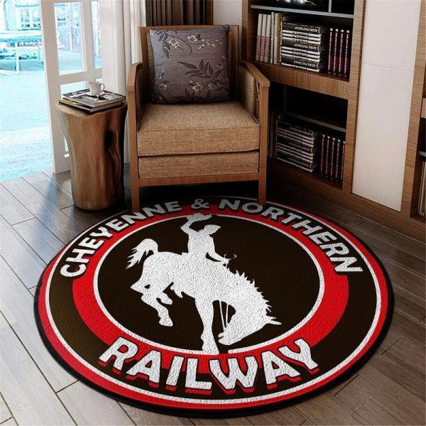 Cnrr Round Mat Cheyenne & Northern Railway Round Floor Mat Room Rugs Carpet Outdoor Rug Washable Rugs - Image 2