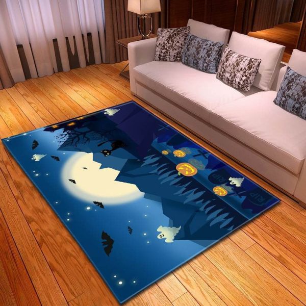 Halloween Scary Night Full Moon Area Rug Carpet s