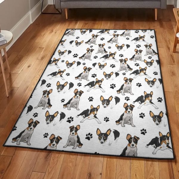 Lovely Animal Carpets Rat Terrier Paw Rug Rectangle Rugs Washable Area Rug Non-Slip Carpet For Living Room Bedroom