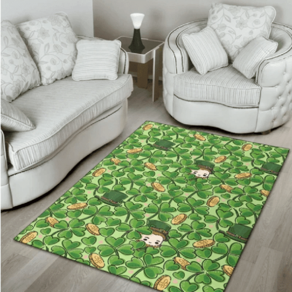 St Patrick'S Day Shamrock Pattern Rectangle Rug Carpet Washable Rugs - Image 2