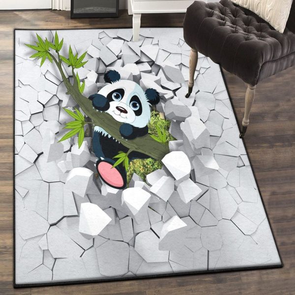 Giant Panda Washable Rugs Panda Print 3D Rug Rectangle Rugs Washable Area Rug Non-Slip Carpet For Living Room Bedroom