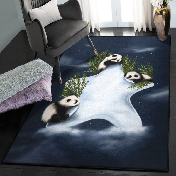 Bamboo Panda Large Giant Panda Rug Rectangle Rugs Washable Area Rug Non-Slip Carpet For Living Room Bedroom