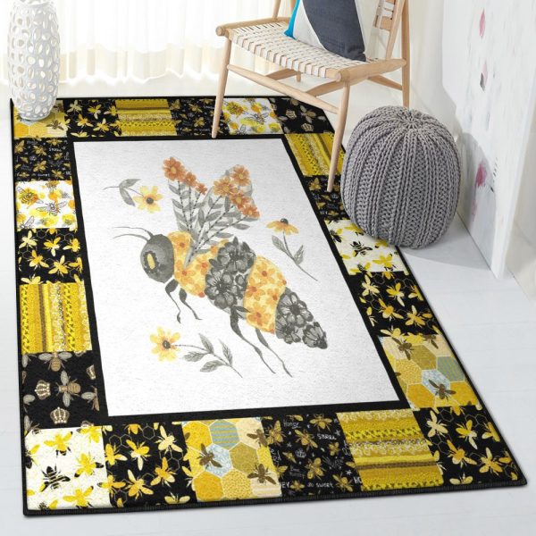 Queen Bee Carpet Bee Rug Rectangle Rugs Washable Area Rug Non-Slip Carpet For Living Room Bedroom