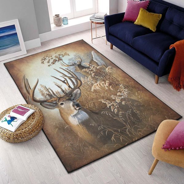 Deer Hunting Washable Hunting Deer Rug Rectangle Rugs Washable Area Rug Non-Slip Carpet For Living Room Bedroom - Image 3