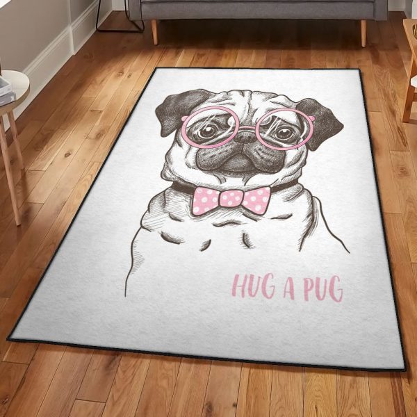 Pug Pug Hug A Pug Rug Rectangle Rugs Washable Area Rug Non-Slip Carpet For Living Room Bedroom