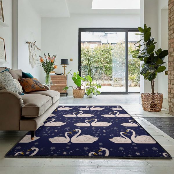 Rugs Swanning Around Rug Rectangle Rugs Washable Area Rug Non-Slip Carpet For Living Room Bedroom