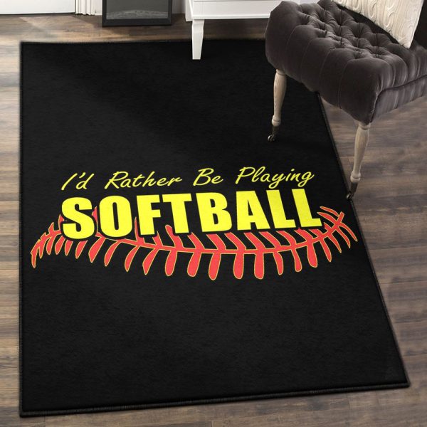 Softball Washable Rugs Born To Play Softball Rug Rectangle Rugs Washable Area Rug Non-Slip Carpet For Living Room Bedroom