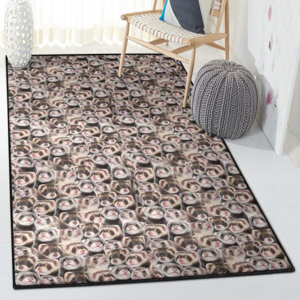 Ferret Dining Room Rug Ferret Full Face Rug Rectangle Rugs Washable Area Rug Non-Slip Carpet For Living Room Bedroom