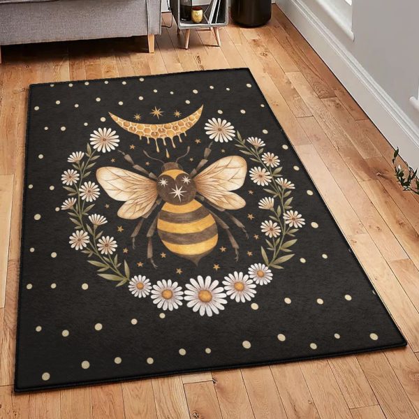 Honey Bee Rug Rectangle Rugs Washable Area Rug Non-Slip Carpet For Living Room Bedroom