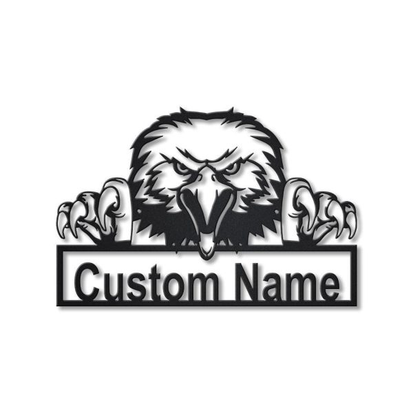 Personalized American Bald Eagle Metal Sign Art, Custom American Bald