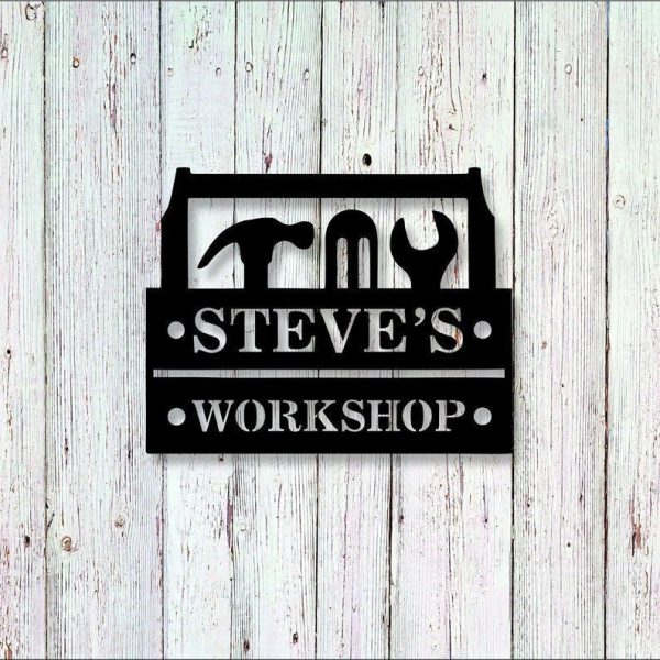 Personalized Metal Workshop Sign Wall Art, Cut Metal Sign, Metal Wall - Image 2