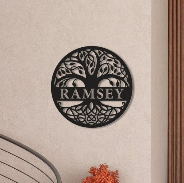 Tree Of Life Themed Steel Personalized Metal Wall Sign Customized With