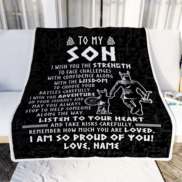 Personalized To My Son Viking Blanket From Dad Father I Am So Proud Of - Image 3