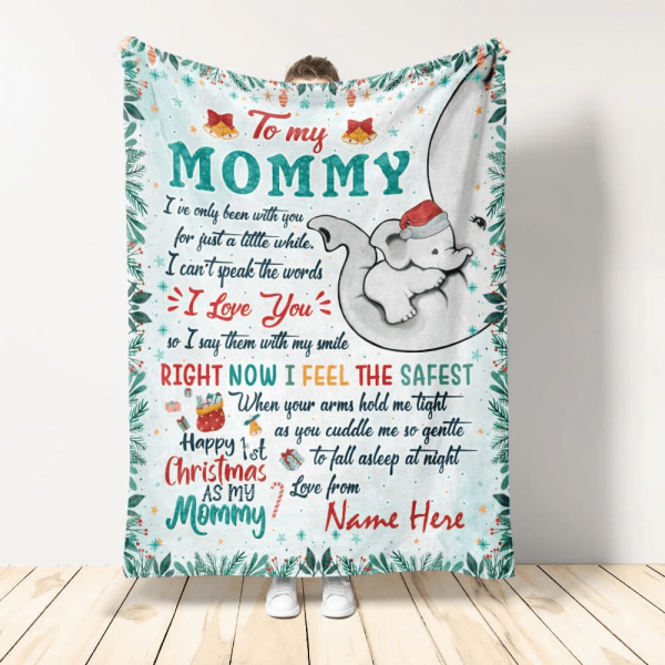 Happy 1st Christmas As My Mommy - Personalized Blanket - Christmas Gif