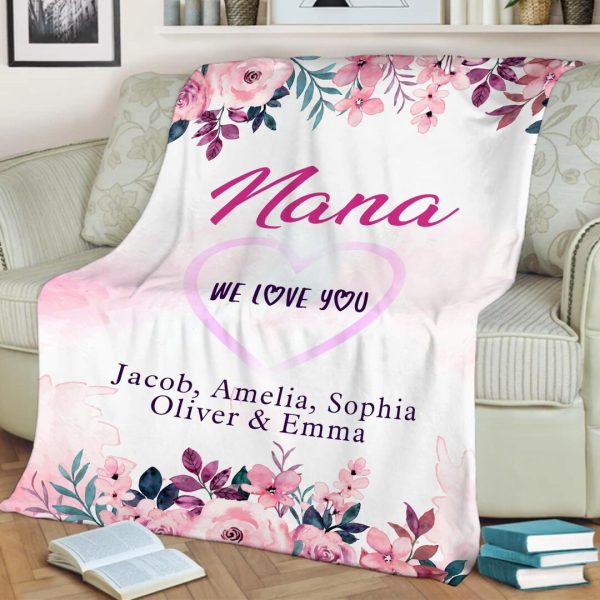 Custom Nana Blanket, Blanket With Grandkids Name Blanket For Grandpa B