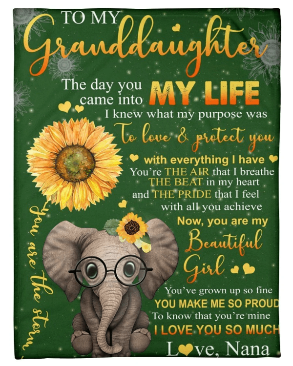 Lovely Elephant Messages For Granddaughter From Nana Fleece Blanket - Image 2