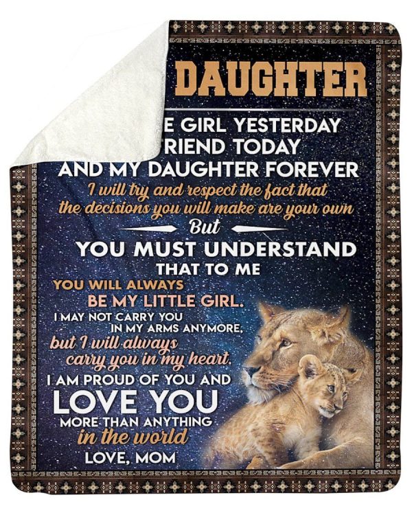 Daughter Mom Gift My Daughter Forever Lions Fleece Blanket Sherpa Blan