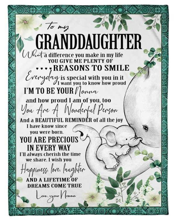 Elephant Lovely Message From Nonna For Granddaughters Fleece Blanket