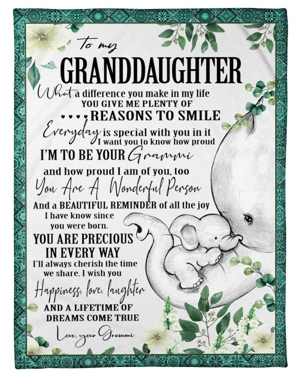 Elephant Lovely Message From Grammi Gifts For Granddaughters Fleece Bl