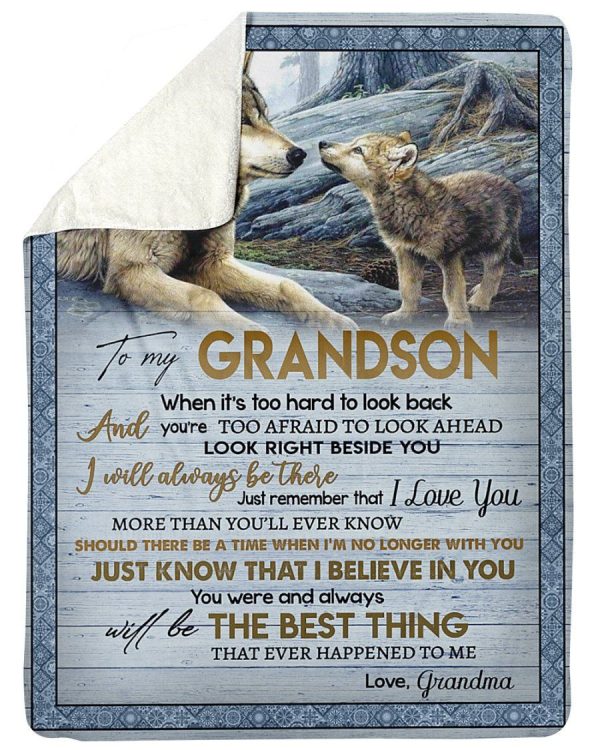 Lovely Message From Grandma For Grandson Fleece Blanket