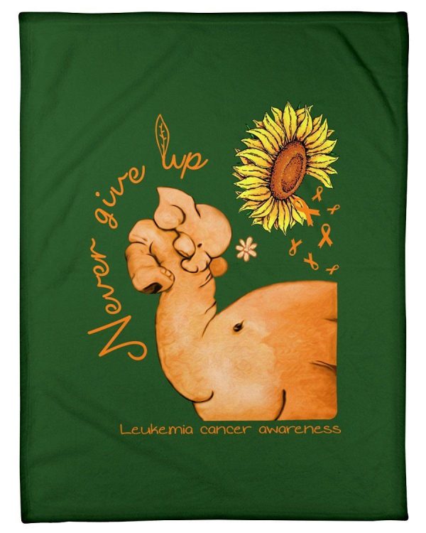 Never Give Up Orange Ribbon Kidney Cancer Gifts Fleece Blanket - Image 2