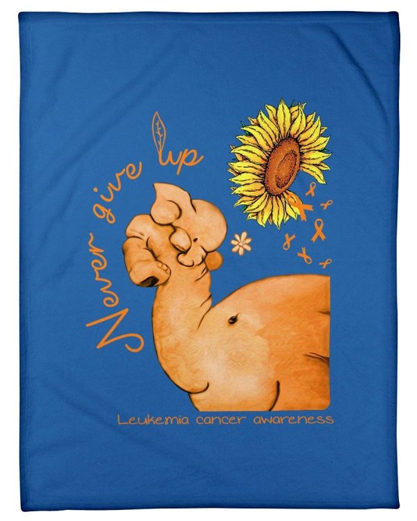 Never Give Up Orange Ribbon Kidney Cancer Gifts Fleece Blanket - Image 4